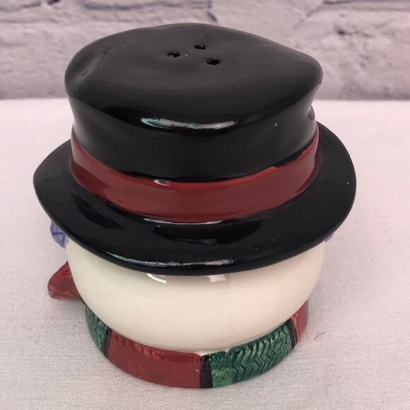 Omnibus Fitz and Floyd Hand Painted 90s Ceramic Snowman Salt Pepper Shaker Set - Picture 4 of 12